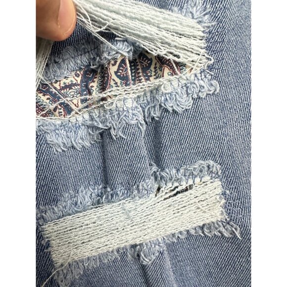 Lane Bryant Mid-Rise Boyfriend Jeans With Patchwork & Ripped Details Boho Sz 20 - Picture 9 of 12